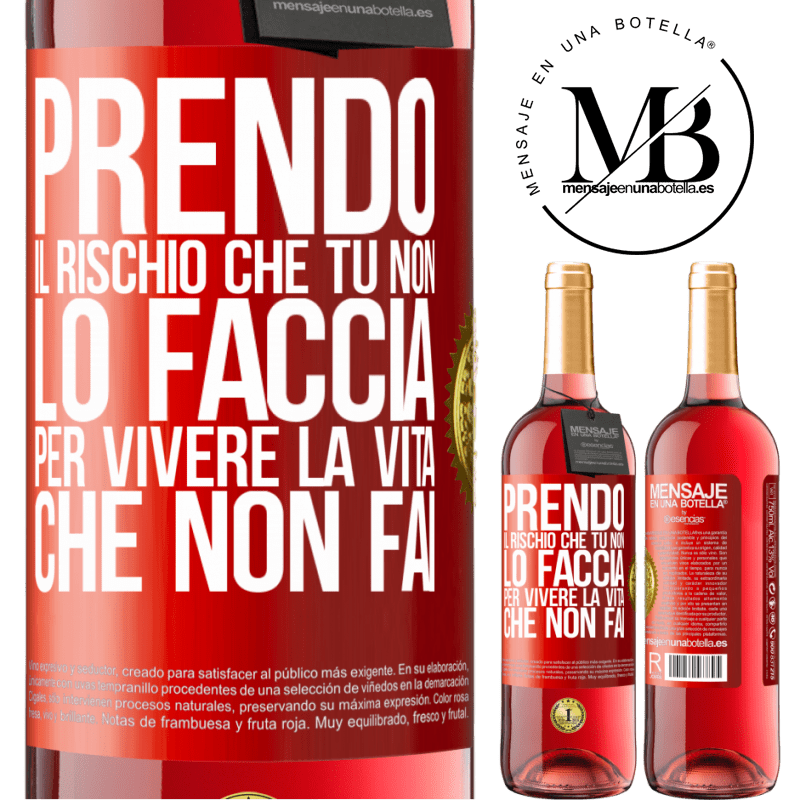 29,95 € Spedizione Gratuita | Vino rosato Edizione ROSÉ Prendo il rischio che tu non lo faccia, per vivere la vita che non fai Etichetta Rossa. Etichetta personalizzabile Vino giovane Raccogliere 2023 Tempranillo