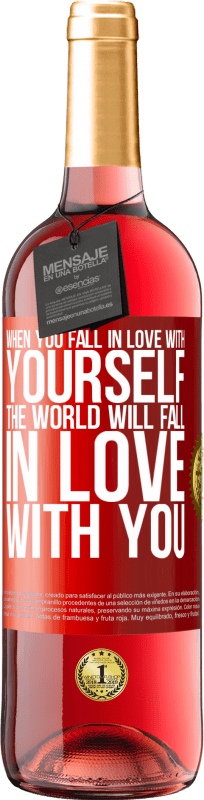 29,95 € Free Shipping | Rosé Wine ROSÉ Edition When you fall in love with yourself, the world will fall in love with you Red Label. Customizable label Young wine Harvest 2024 Tempranillo