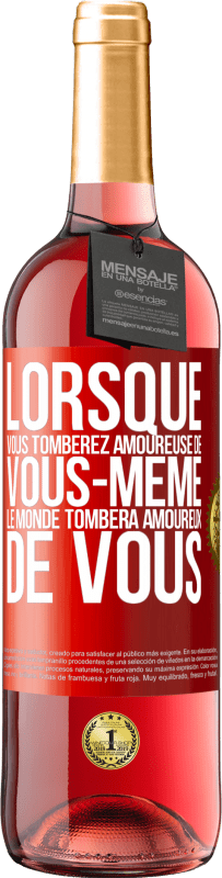 29,95 € Envoi gratuit | Vin rosé Édition ROSÉ Lorsque vous tomberez amoureuse de vous-même le monde tombera amoureux de vous Étiquette Rouge. Étiquette personnalisable Vin jeune Récolte 2025 Tempranillo
