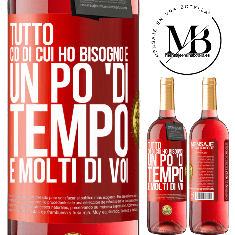 29,95 € Spedizione Gratuita | Vino rosato Edizione ROSÉ Tutto ciò di cui ho bisogno è un po 'di tempo e molti di voi Etichetta Rossa. Etichetta personalizzabile Vino giovane Raccogliere 2023 Tempranillo