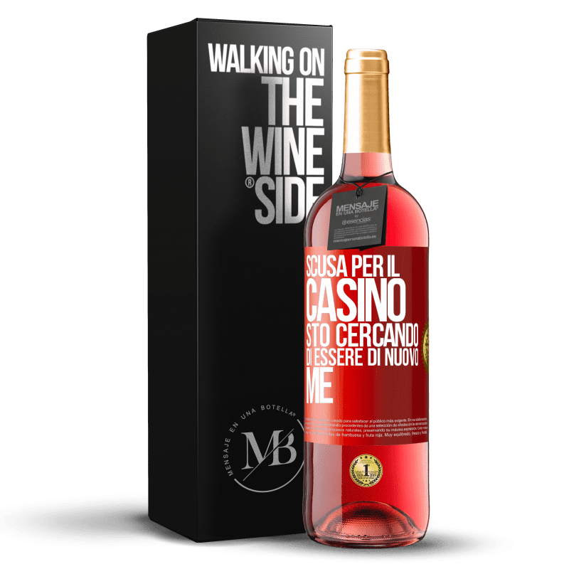 29,95 € Spedizione Gratuita | Vino rosato Edizione ROSÉ Scusa per il casino, sto cercando di essere di nuovo me Etichetta Rossa. Etichetta personalizzabile Vino giovane Raccogliere 2024 Tempranillo