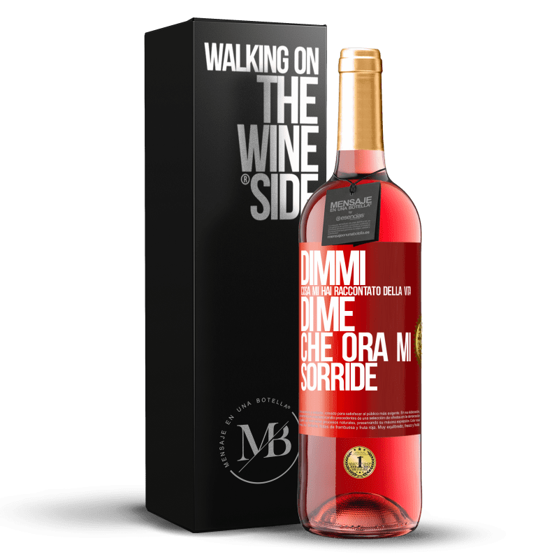 29,95 € Spedizione Gratuita | Vino rosato Edizione ROSÉ Dimmi cosa mi hai raccontato della vita di me che ora mi sorride Etichetta Rossa. Etichetta personalizzabile Vino giovane Raccogliere 2024 Tempranillo