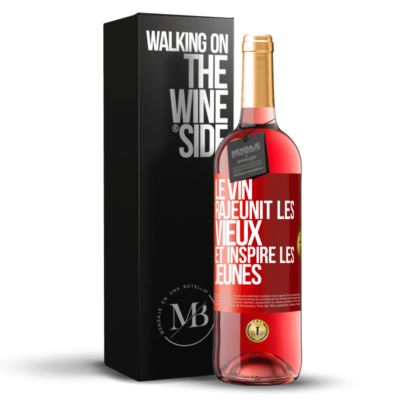 29,95 € Envoi gratuit | Vin rosé Édition ROSÉ Le vin rajeunit les vieux et inspire les jeunes Étiquette Rouge. Étiquette personnalisable Vin jeune Récolte 2023 Tempranillo