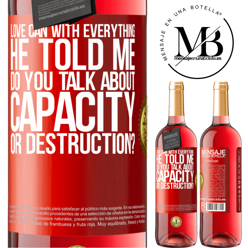 29,95 € Free Shipping | Rosé Wine ROSÉ Edition Love can with everything, he told me. Do you talk about capacity or destruction? Red Label. Customizable label Young wine Harvest 2021 Tempranillo