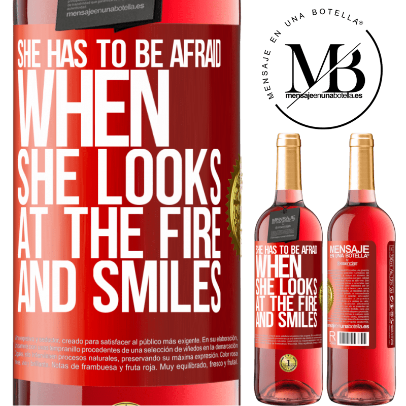 24,95 € Free Shipping | Rosé Wine ROSÉ Edition She has to be afraid when she looks at the fire and smiles Red Label. Customizable label Young wine Harvest 2021 Tempranillo