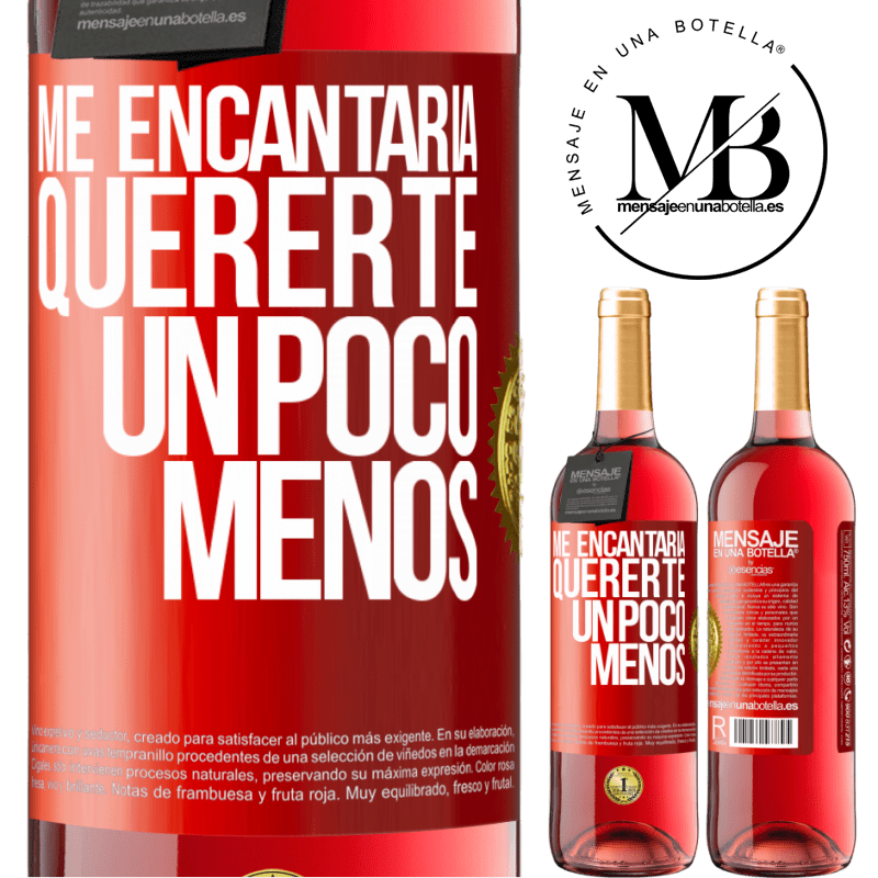 29,95 € Envío gratis | Vino Rosado Edición ROSÉ Me encantaría quererte un poco menos Etiqueta Roja. Etiqueta personalizable Vino joven Cosecha 2025 Tempranillo