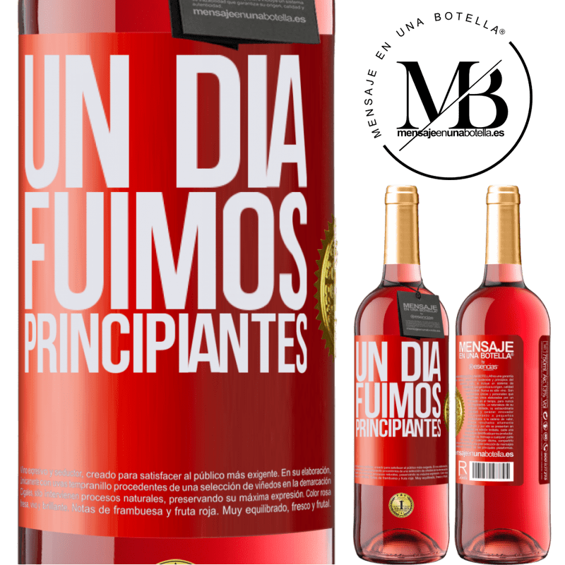 29,95 € Envío gratis | Vino Rosado Edición ROSÉ Un día fuimos principiantes Etiqueta Roja. Etiqueta personalizable Vino joven Cosecha 2024 Tempranillo