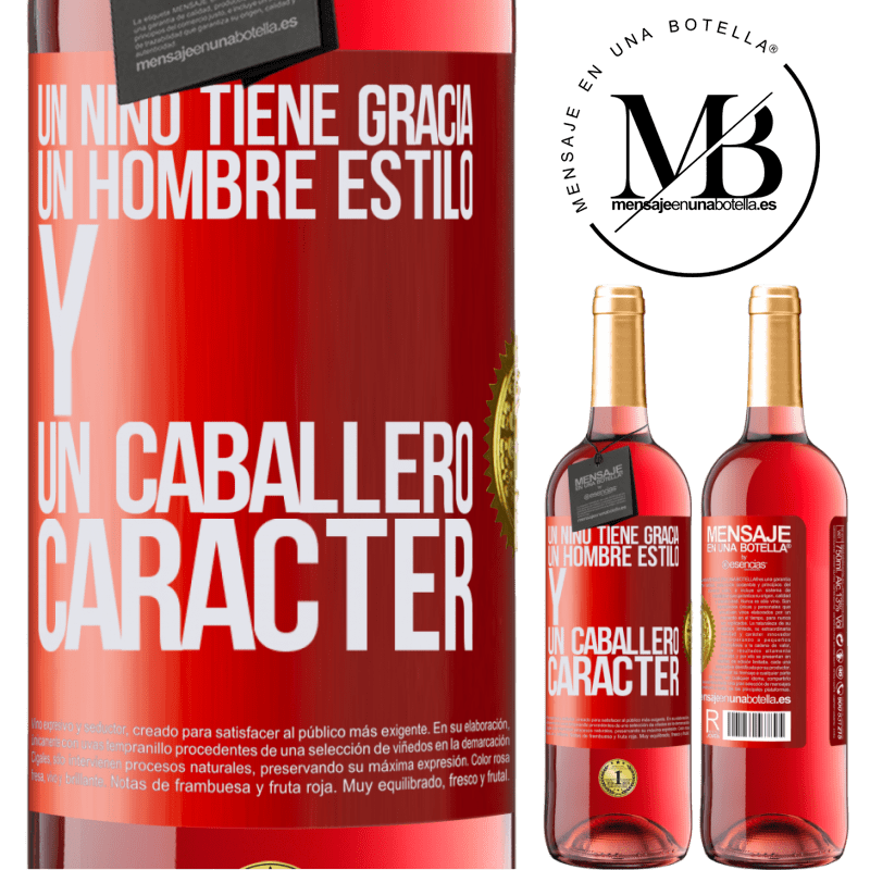 29,95 € Бесплатная доставка | Розовое вино Издание ROSÉ У ребенка есть грация, человек стиля и джентльмен, характер Красная метка. Настраиваемая этикетка Молодое вино Урожай 2022 Tempranillo