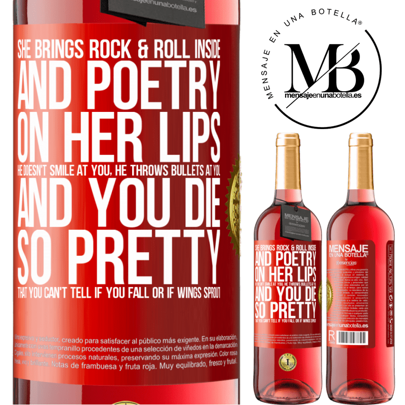 29,95 € Free Shipping | Rosé Wine ROSÉ Edition She brings Rock & Roll inside and poetry on her lips. He doesn't smile at you, he throws bullets at you, and you die so Red Label. Customizable label Young wine Harvest 2022 Tempranillo