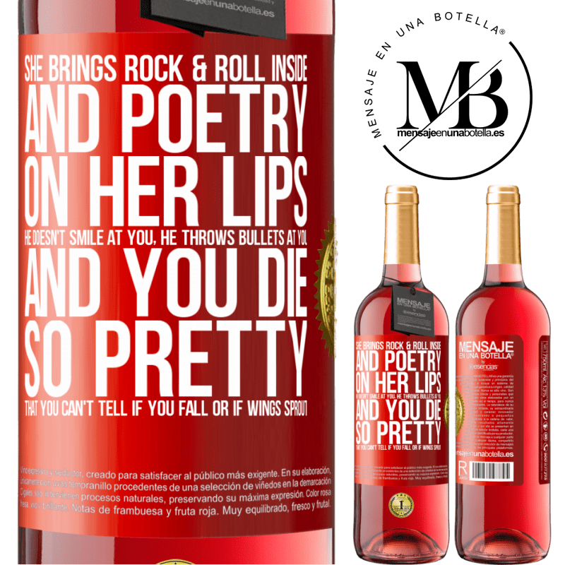 29,95 € Free Shipping | Rosé Wine ROSÉ Edition She brings Rock & Roll inside and poetry on her lips. He doesn't smile at you, he throws bullets at you, and you die so Red Label. Customizable label Young wine Harvest 2023 Tempranillo