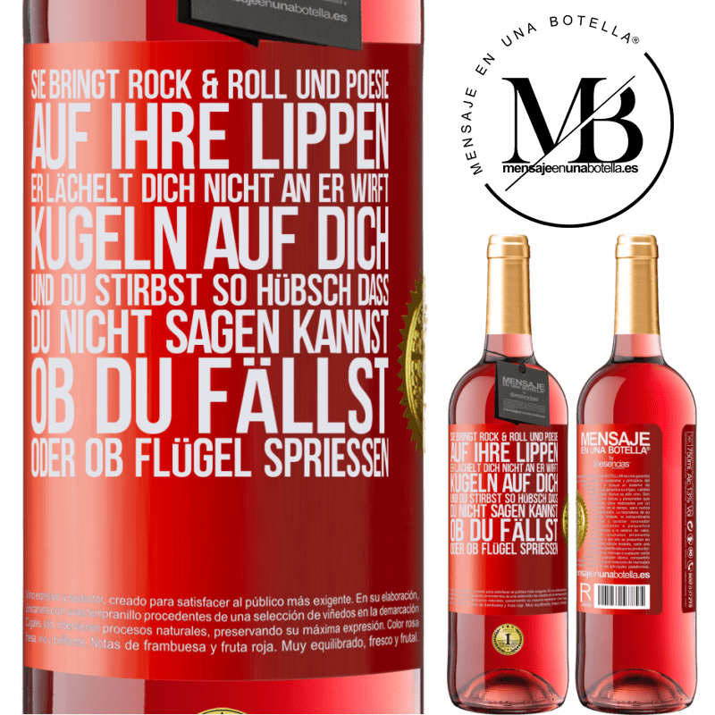 29,95 € Kostenloser Versand | Roséwein ROSÉ Ausgabe Sie hat Rock & Roll in ihr und Poesie auf ihre Lippen. Sie lächelt dich nicht an, sie wirft Kugeln auf dich und du stirbst so sc Rote Markierung. Anpassbares Etikett Junger Wein Ernte 2023 Tempranillo