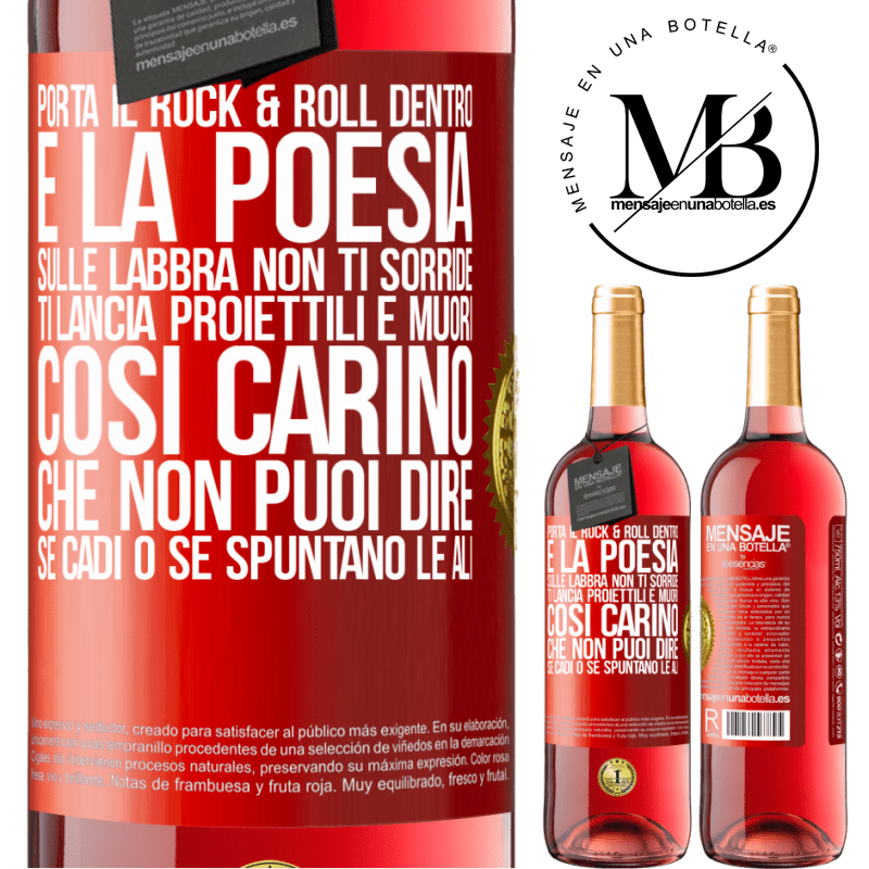 29,95 € Spedizione Gratuita | Vino rosato Edizione ROSÉ Porta il Rock & Roll dentro e la poesia sulle labbra. Non ti sorride, ti lancia proiettili e muori così carino che non puoi Etichetta Rossa. Etichetta personalizzabile Vino giovane Raccogliere 2023 Tempranillo