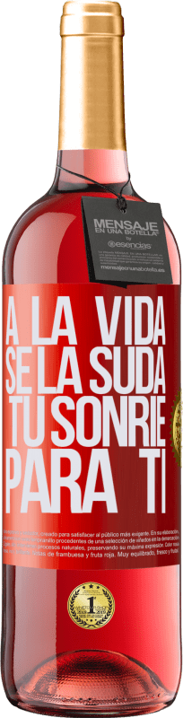 29,95 € Envío gratis | Vino Rosado Edición ROSÉ A la vida se la suda, tú sonríe para ti Etiqueta Roja. Etiqueta personalizable Vino joven Cosecha 2023 Tempranillo
