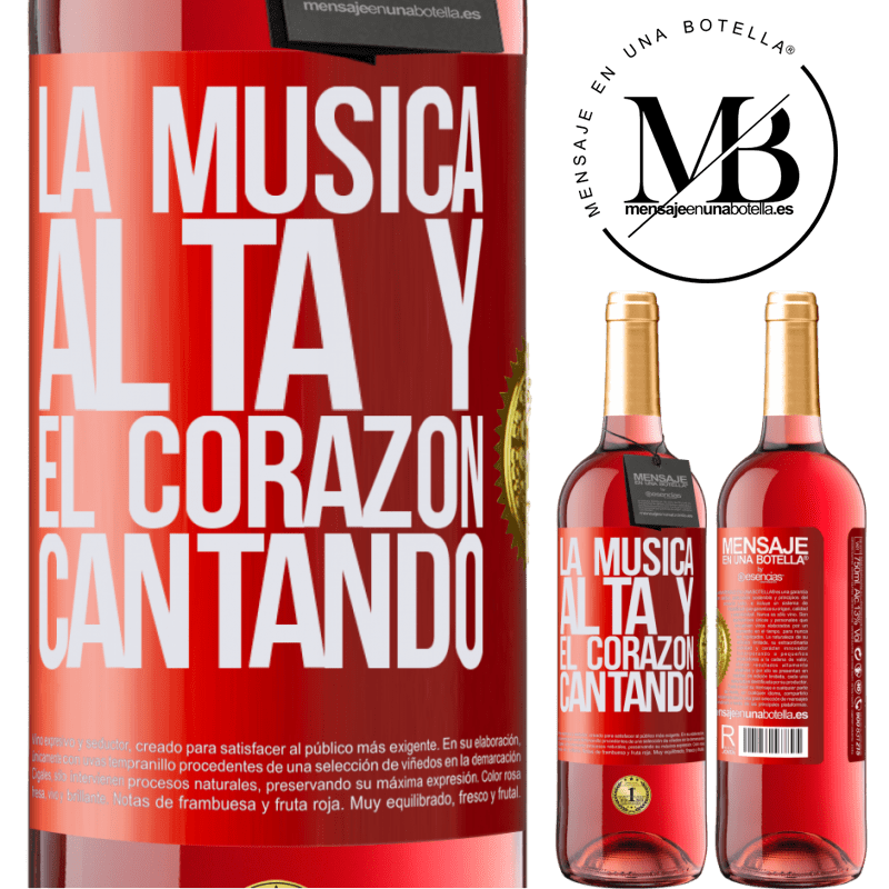 29,95 € Envío gratis | Vino Rosado Edición ROSÉ La música alta y el corazón cantando Etiqueta Roja. Etiqueta personalizable Vino joven Cosecha 2023 Tempranillo