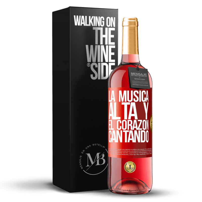 29,95 € Envío gratis | Vino Rosado Edición ROSÉ La música alta y el corazón cantando Etiqueta Roja. Etiqueta personalizable Vino joven Cosecha 2025 Tempranillo