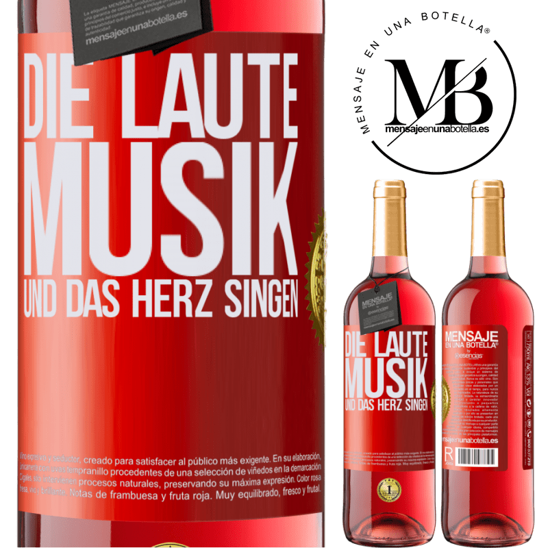 29,95 € Kostenloser Versand | Roséwein ROSÉ Ausgabe Musik laut und Herz singend Rote Markierung. Anpassbares Etikett Junger Wein Ernte 2023 Tempranillo