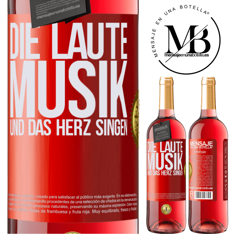 29,95 € Kostenloser Versand | Roséwein ROSÉ Ausgabe Musik laut und Herz singend Rote Markierung. Anpassbares Etikett Junger Wein Ernte 2025 Tempranillo
