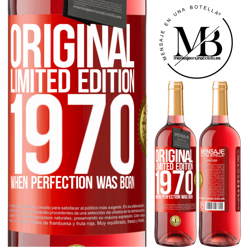 29,95 € Free Shipping | Rosé Wine ROSÉ Edition Original. Limited edition. 1970. When perfection was born Red Label. Customizable label Young wine Harvest 2022 Tempranillo