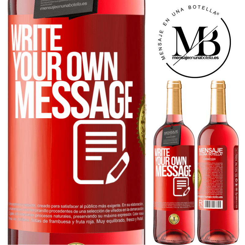 29,95 € Free Shipping | Rosé Wine ROSÉ Edition Write your own message Red Label. Customizable label Young wine Harvest 2023 Tempranillo