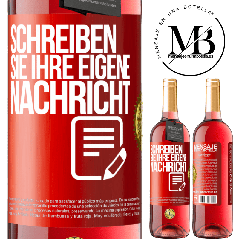 29,95 € Kostenloser Versand | Roséwein ROSÉ Ausgabe Schreib deine eigene Nachricht Rote Markierung. Anpassbares Etikett Junger Wein Ernte 2024 Tempranillo