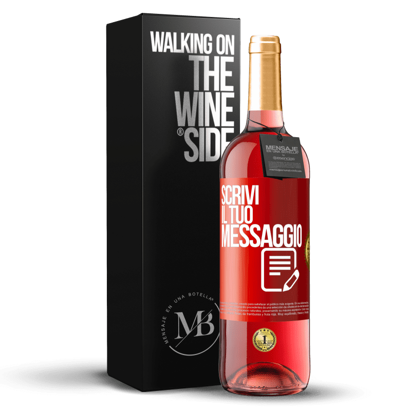 29,95 € Spedizione Gratuita | Vino rosato Edizione ROSÉ Scrivi il tuo messaggio Etichetta Rossa. Etichetta personalizzabile Vino giovane Raccogliere 2025 Tempranillo