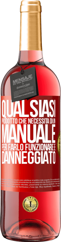 Spedizione Gratuita | Vino rosato Edizione ROSÉ Qualsiasi prodotto che necessita di un manuale per farlo funzionare è danneggiato Etichetta Rossa. Etichetta personalizzabile Vino giovane Raccogliere 2023 Tempranillo