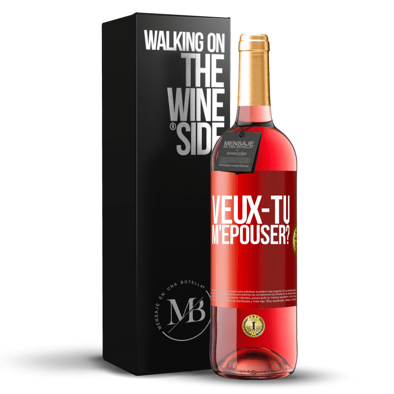 29,95 € Envoi gratuit | Vin rosé Édition ROSÉ Veux-tu m'épouser? Étiquette Rouge. Étiquette personnalisable Vin jeune Récolte 2025 Tempranillo