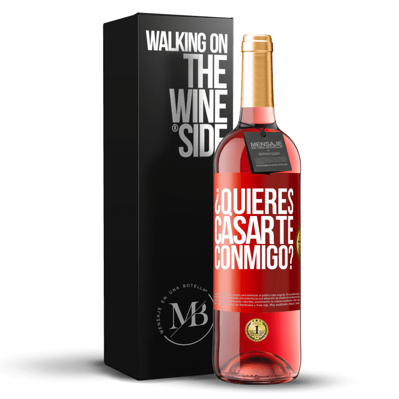 29,95 € Envío gratis | Vino Rosado Edición ROSÉ ¿Quieres casarte conmigo? Etiqueta Roja. Etiqueta personalizable Vino joven Cosecha 2023 Tempranillo