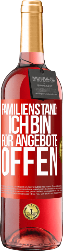 29,95 € Kostenloser Versand | Roséwein ROSÉ Ausgabe Familienstand: Ich bin für Angebote offen Rote Markierung. Anpassbares Etikett Junger Wein Ernte 2025 Tempranillo