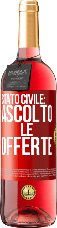 Spedizione Gratuita | Vino rosato Edizione ROSÉ Stato civile: ascolto le offerte Etichetta Rossa. Etichetta personalizzabile Vino giovane Raccogliere 2023 Tempranillo