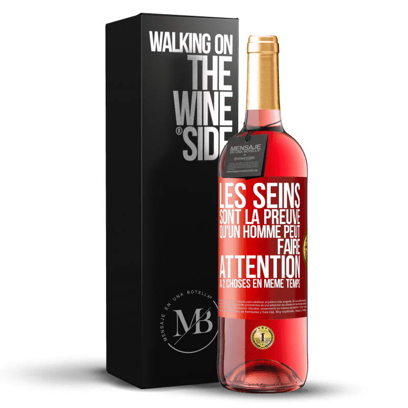 29,95 € Envoi gratuit | Vin rosé Édition ROSÉ Les seins sont la preuve qu'un homme peut faire attention à 2 choses en même temps Étiquette Rouge. Étiquette personnalisable Vin jeune Récolte 2023 Tempranillo