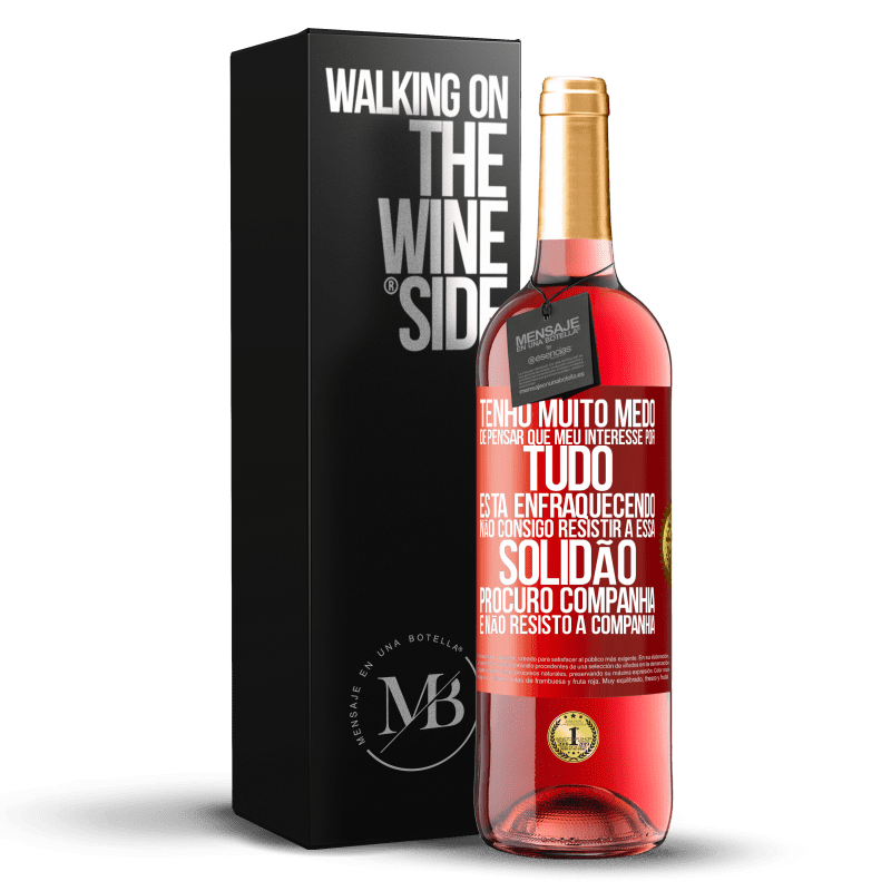 29,95 € Envio grátis | Vinho rosé Edição ROSÉ Tenho muito medo de pensar que meu interesse por tudo está enfraquecendo. Não consigo resistir a essa solidão. Procuro Etiqueta Vermelha. Etiqueta personalizável Vinho jovem Colheita 2023 Tempranillo