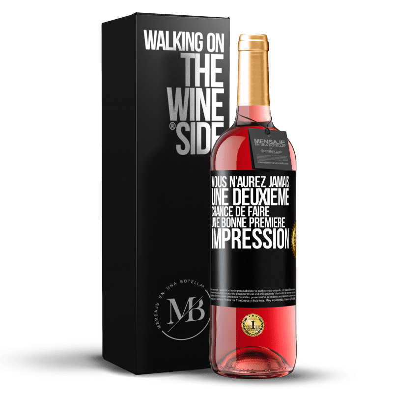 29,95 € Envoi gratuit | Vin rosé Édition ROSÉ Vous n'aurez jamais une deuxième chance de faire une bonne première impression Étiquette Noire. Étiquette personnalisable Vin jeune Récolte 2024 Tempranillo