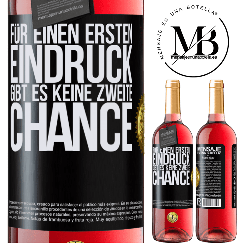 29,95 € Kostenloser Versand | Roséwein ROSÉ Ausgabe Für einen ersten Eindruck gibt es keine zweite Chance Schwarzes Etikett. Anpassbares Etikett Junger Wein Ernte 2024 Tempranillo