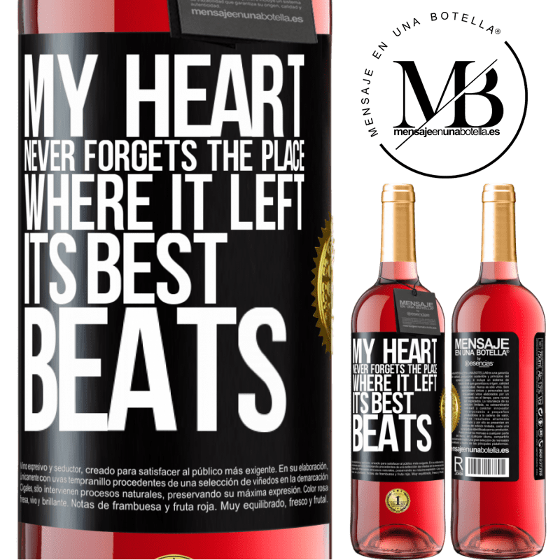 24,95 € Free Shipping | Rosé Wine ROSÉ Edition My heart never forgets the place where it left its best beats Black Label. Customizable label Young wine Harvest 2021 Tempranillo