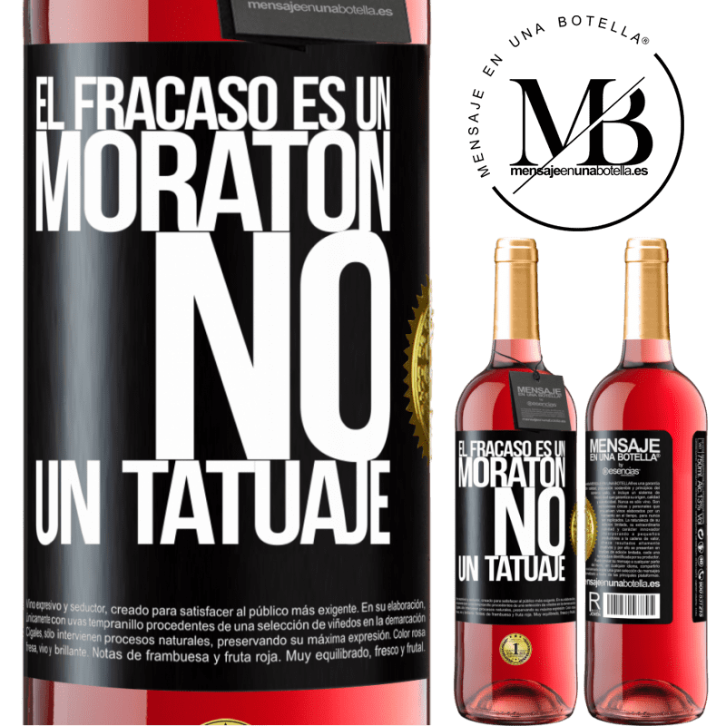 29,95 € Envío gratis | Vino Rosado Edición ROSÉ El fracaso es un moratón, no un tatuaje Etiqueta Negra. Etiqueta personalizable Vino joven Cosecha 2024 Tempranillo