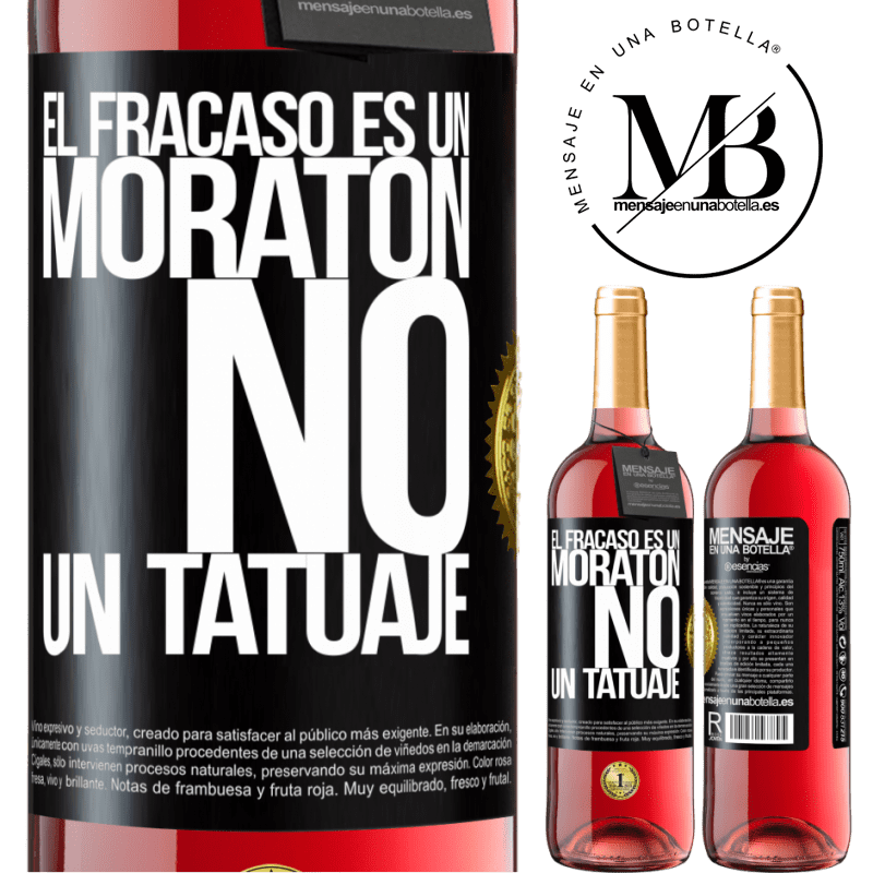 29,95 € Envío gratis | Vino Rosado Edición ROSÉ El fracaso es un moratón, no un tatuaje Etiqueta Negra. Etiqueta personalizable Vino joven Cosecha 2025 Tempranillo