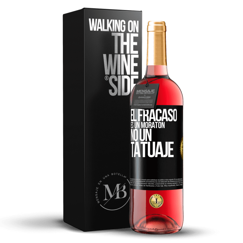 29,95 € Envío gratis | Vino Rosado Edición ROSÉ El fracaso es un moratón, no un tatuaje Etiqueta Negra. Etiqueta personalizable Vino joven Cosecha 2024 Tempranillo