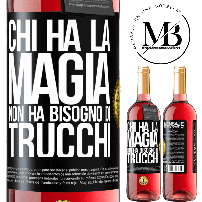 29,95 € Spedizione Gratuita | Vino rosato Edizione ROSÉ Chi ha la magia non ha bisogno di trucchi Etichetta Nera. Etichetta personalizzabile Vino giovane Raccogliere 2024 Tempranillo