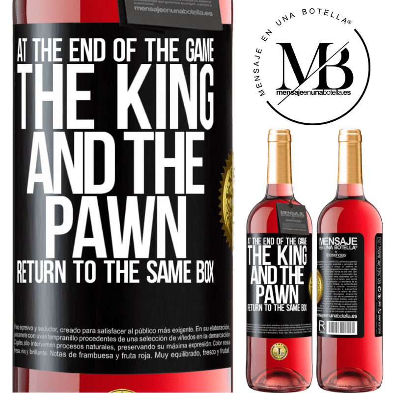 24,95 € Free Shipping | Rosé Wine ROSÉ Edition At the end of the game, the king and the pawn return to the same box Black Label. Customizable label Young wine Harvest 2021 Tempranillo