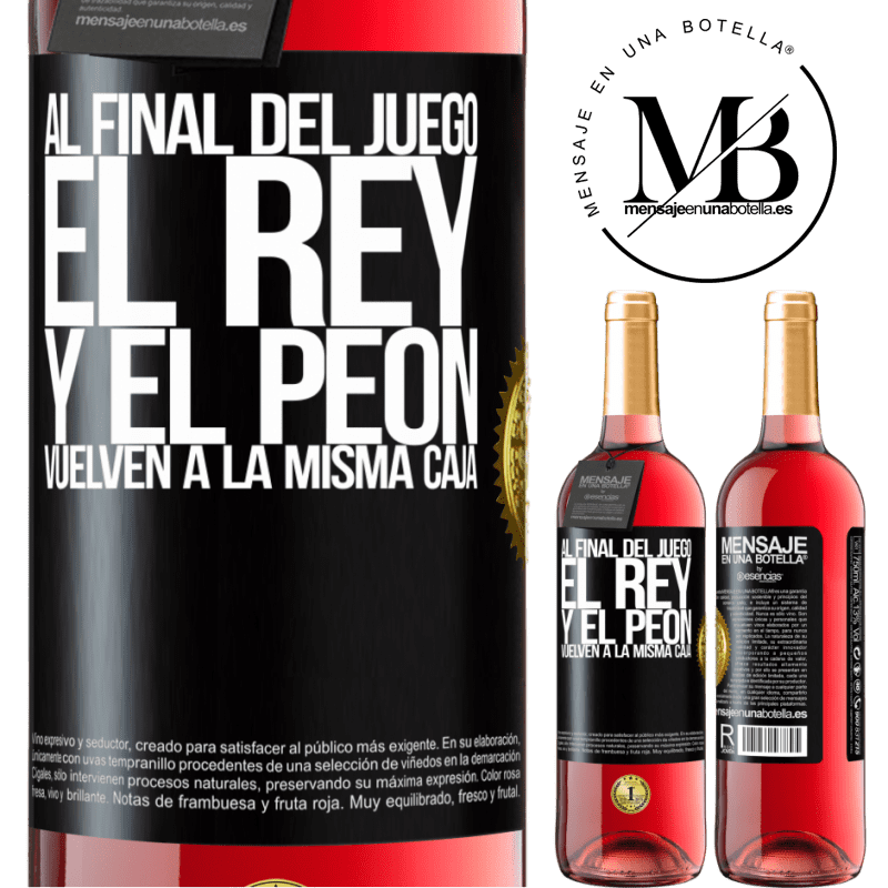 29,95 € Envío gratis | Vino Rosado Edición ROSÉ Al final del juego, el rey y el peón vuelven a la misma caja Etiqueta Negra. Etiqueta personalizable Vino joven Cosecha 2023 Tempranillo