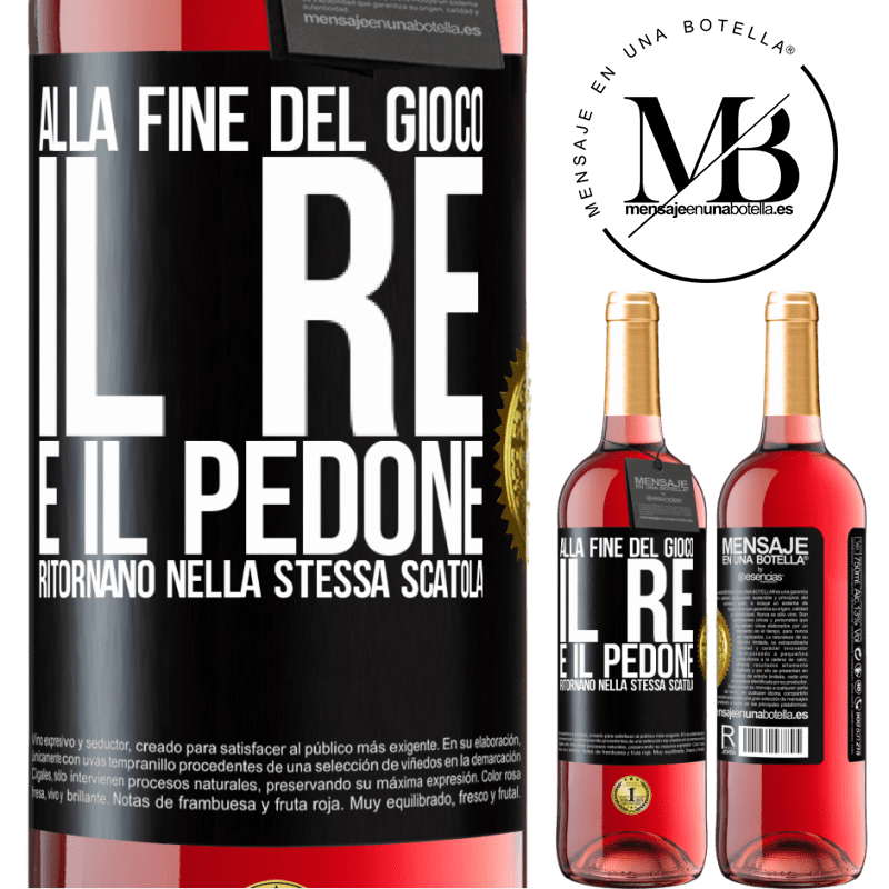 29,95 € Spedizione Gratuita | Vino rosato Edizione ROSÉ Alla fine del gioco, il re e il pedone ritornano nella stessa scatola Etichetta Nera. Etichetta personalizzabile Vino giovane Raccogliere 2023 Tempranillo