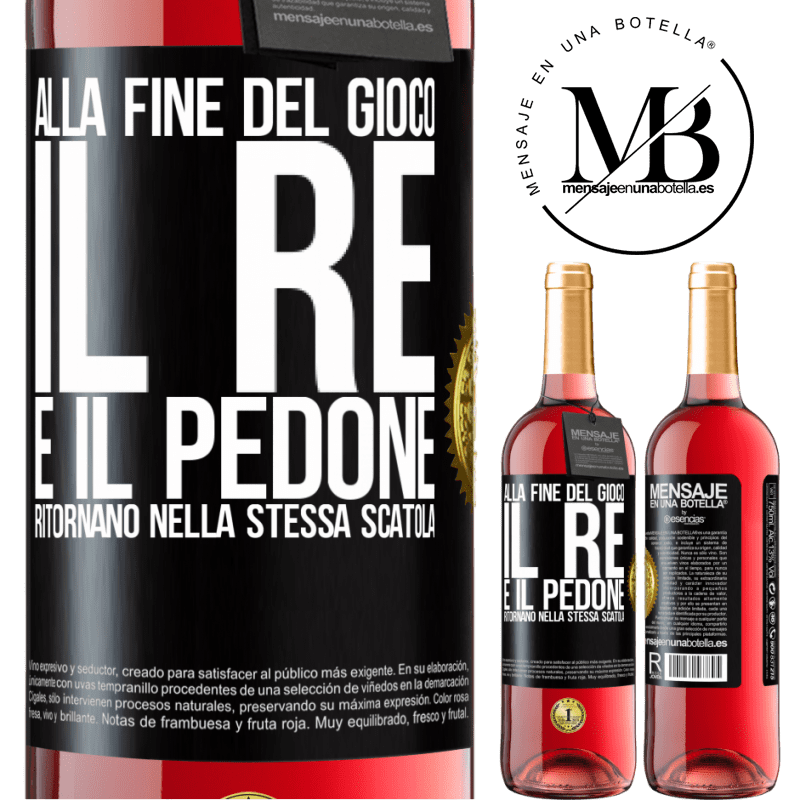 29,95 € Spedizione Gratuita | Vino rosato Edizione ROSÉ Alla fine del gioco, il re e il pedone ritornano nella stessa scatola Etichetta Nera. Etichetta personalizzabile Vino giovane Raccogliere 2025 Tempranillo