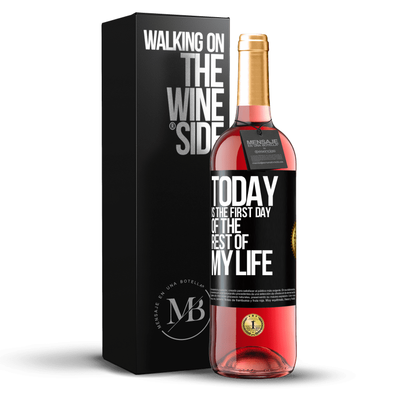 29,95 € Бесплатная доставка | Розовое вино Издание ROSÉ Сегодня первый день в моей жизни Черная метка. Настраиваемая этикетка Молодое вино Урожай 2023 Tempranillo