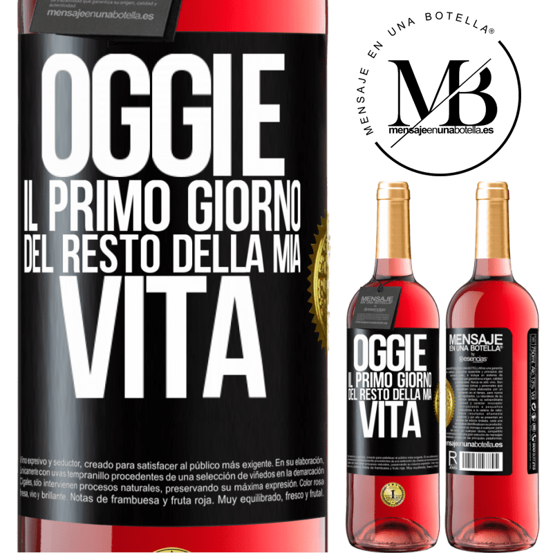 29,95 € Spedizione Gratuita | Vino rosato Edizione ROSÉ Oggi è il primo giorno del resto della mia vita Etichetta Nera. Etichetta personalizzabile Vino giovane Raccogliere 2023 Tempranillo