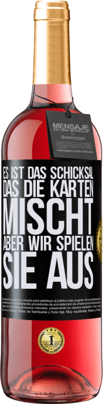 29,95 € | Roséwein ROSÉ Ausgabe Das Schicksal mischt die Karten, und wir spielen. Schwarzes Etikett. Anpassbares Etikett Junger Wein Ernte 2025 Tempranillo