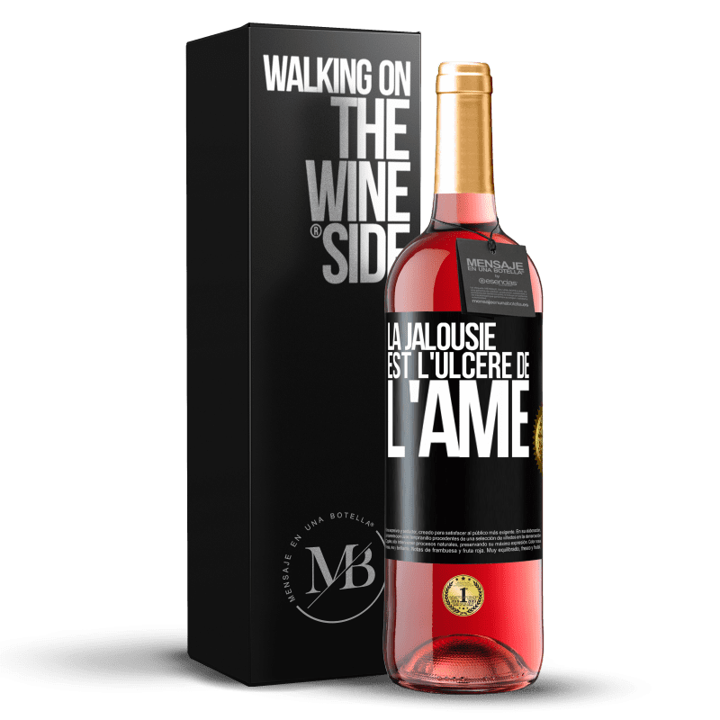 29,95 € Envoi gratuit | Vin rosé Édition ROSÉ La jalousie est l'ulcère de l'âme Étiquette Noire. Étiquette personnalisable Vin jeune Récolte 2023 Tempranillo