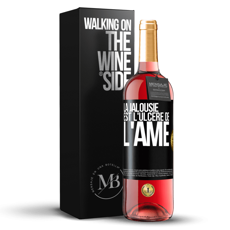 29,95 € Envoi gratuit | Vin rosé Édition ROSÉ La jalousie est l'ulcère de l'âme Étiquette Noire. Étiquette personnalisable Vin jeune Récolte 2024 Tempranillo