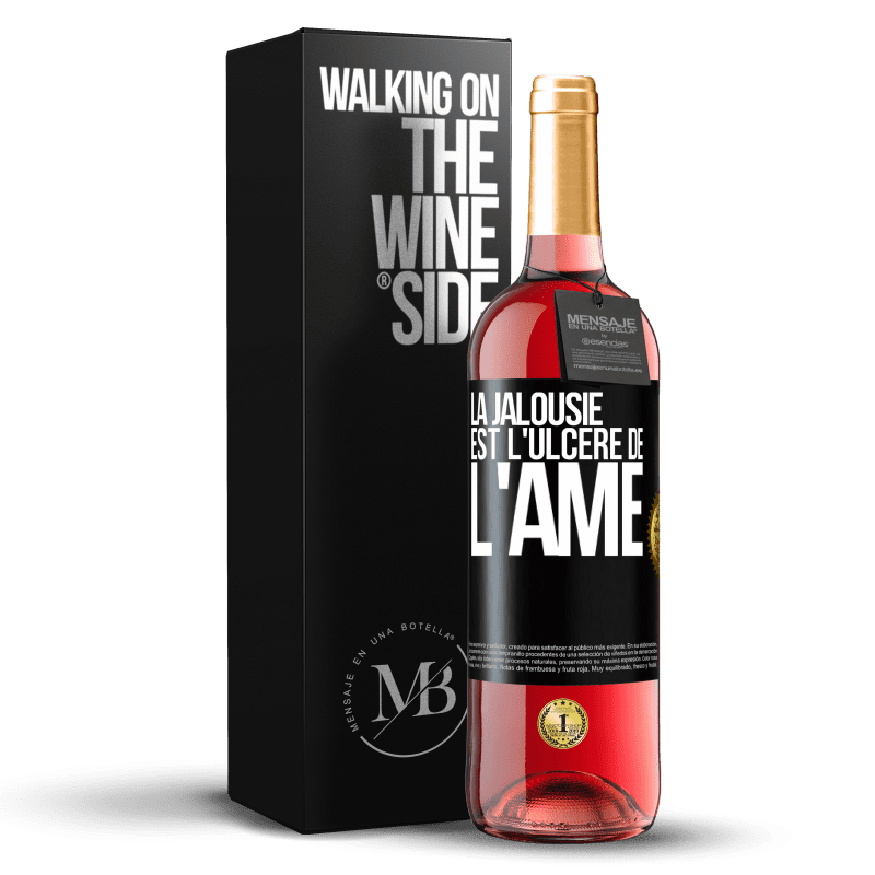 29,95 € Envoi gratuit | Vin rosé Édition ROSÉ La jalousie est l'ulcère de l'âme Étiquette Noire. Étiquette personnalisable Vin jeune Récolte 2025 Tempranillo