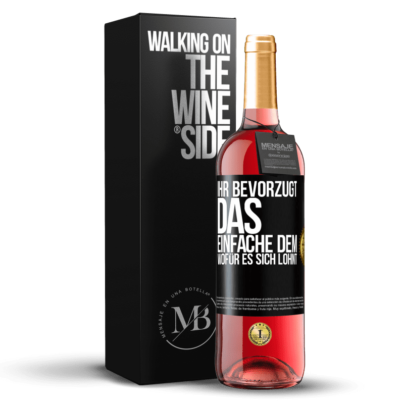 29,95 € Kostenloser Versand | Roséwein ROSÉ Ausgabe Ihr bevorzugt das Einfache dem, wofür es sich lohnt Schwarzes Etikett. Anpassbares Etikett Junger Wein Ernte 2023 Tempranillo